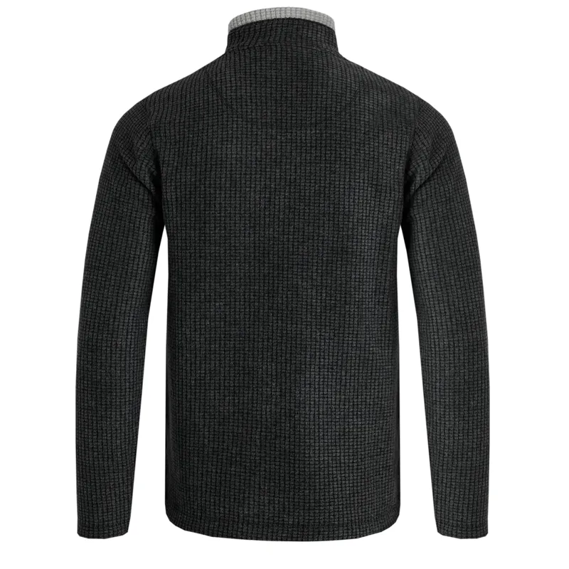 Weird Fish Rossten Eco Full Zip Grid Fleece Mens in Washed Black-1
